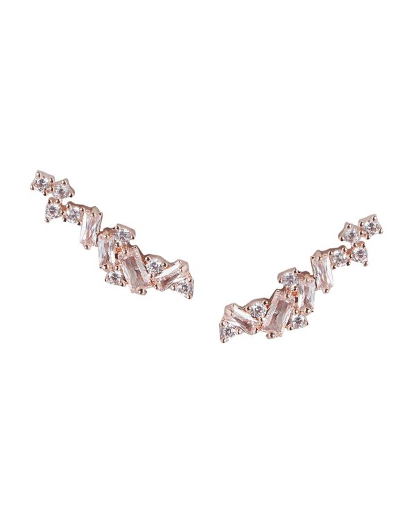 Rose Gold Plated With Cz Petite Ear Climber For Women Hot on Sale