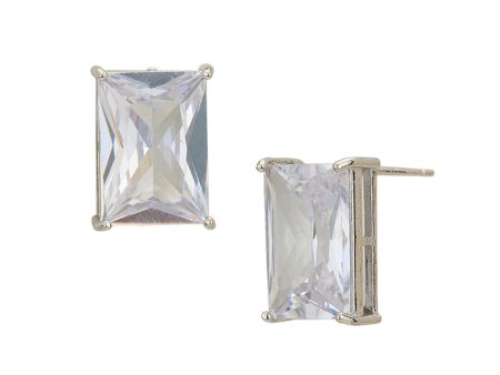 Silver Plated With Crystal Rectangle Stud Earring For Women Cheap