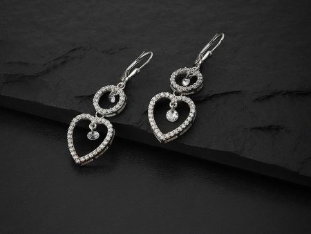 Carlton London 925 Sterling Silver Rhodium Plated Contemporary Cz Drop Earring Online now