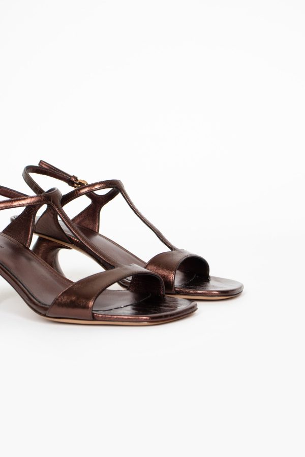 Leather Heeled Sandals Copper Hot on Sale