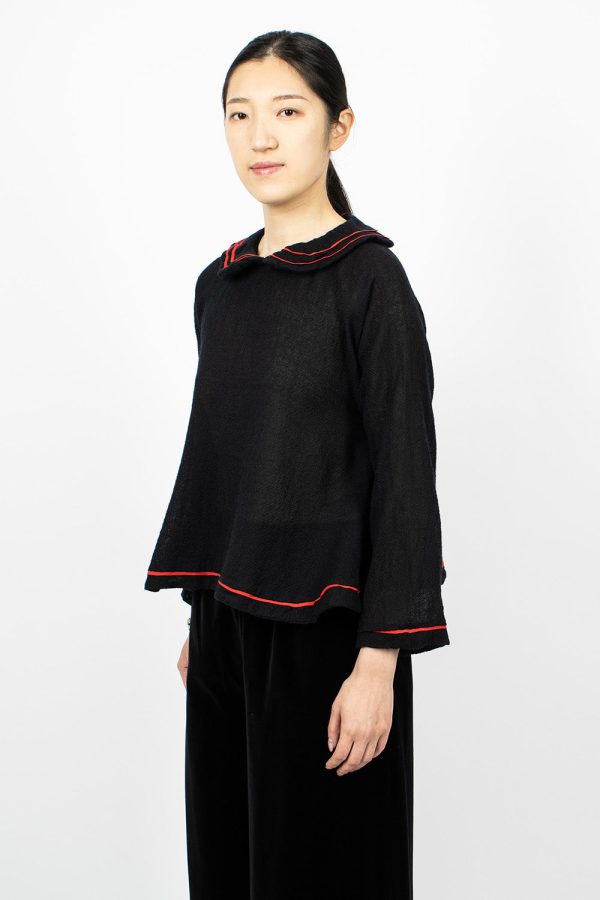 Border Washed Shirt Black Red Hot on Sale