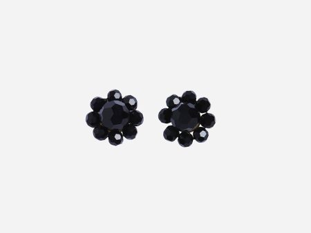 Mini Daisy Stud Earrings Black Crystal Discount