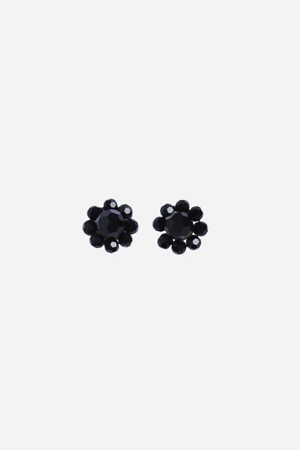 Mini Daisy Stud Earrings Black Crystal Discount