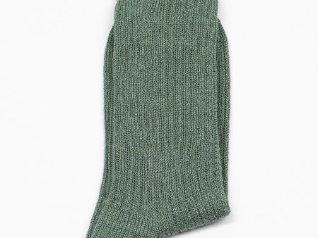 HA-22 Linen Lurex Ribbed Socks Sage Discount