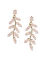 Gold Plated With Pink Beaded Leaf Drop Earring For Women For Discount