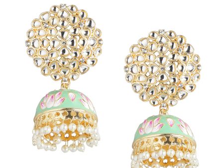 Gold Plated Pearl Enamel Jhumka Earring For Women Online now