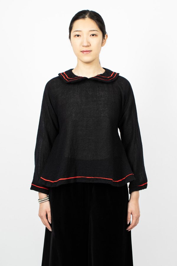 Border Washed Shirt Black Red Hot on Sale