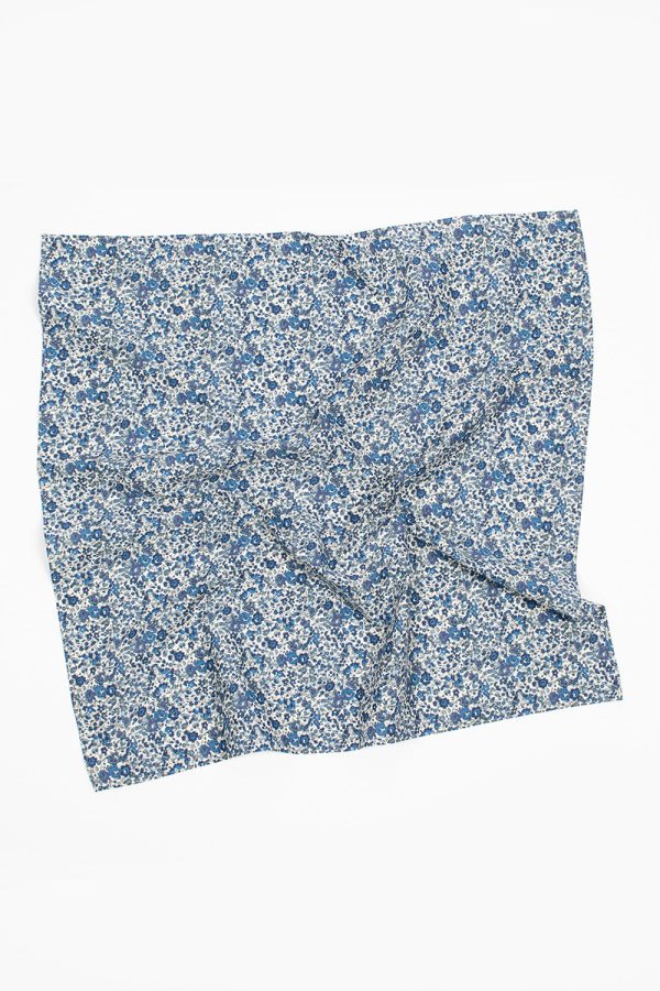 Chambray Flower Scarf Blue Liberty For Discount