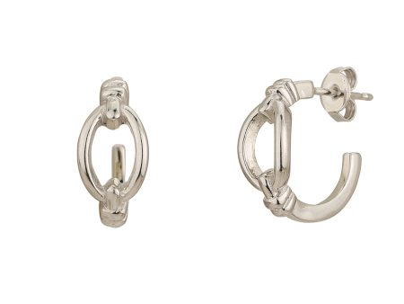 Rhodium Plated Contemporary Half Hoop Earring For Sale