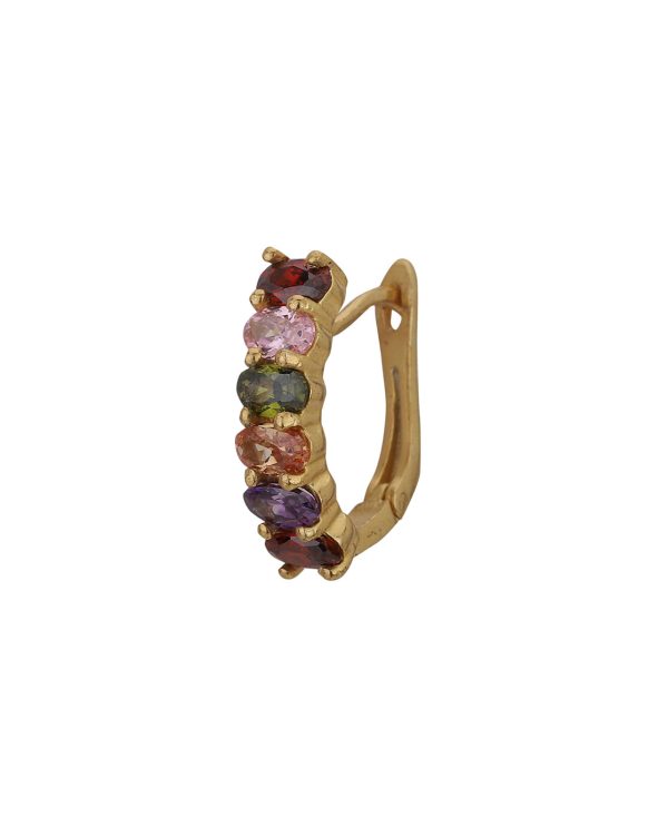 Carlton London Gold Plated Multicolored Stone Circular Huggie Hoop Earring For Women For Cheap