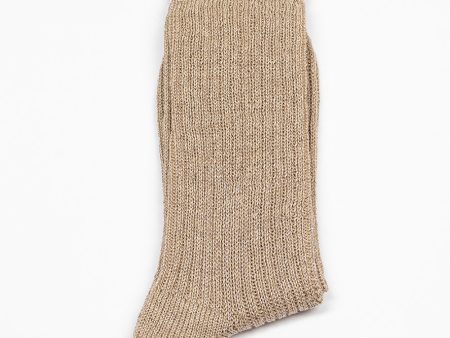 HA-22 Linen Lurex Ribbed Socks Beige Online Sale