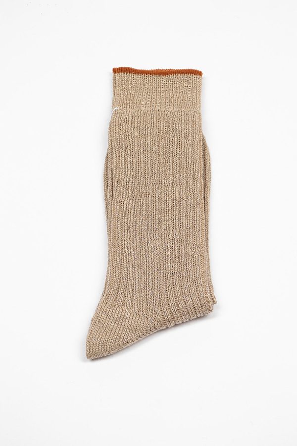 HA-22 Linen Lurex Ribbed Socks Beige Online Sale