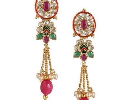 Gold Plated Kundan Pearl Drop Earring For Women Online now