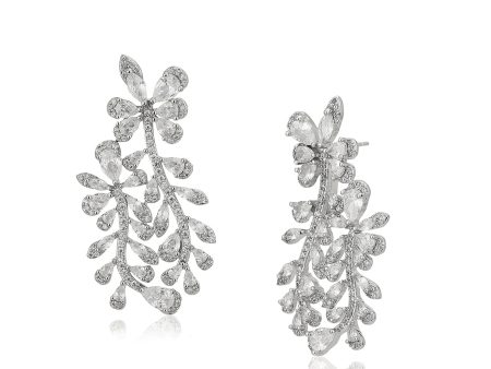 Premium Cz With Rhodium Plated Contemporary Drop Earring For Cheap