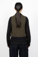 Contrast Trim Waistcoat Dark Olive Black Online now