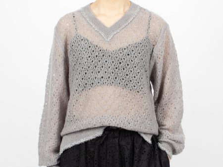 Tinsel Knit Jumper Light Grey on Sale