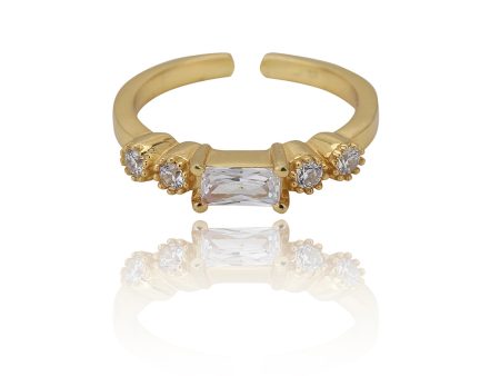 Carlton London Gold Plated Cz Studded Adjustable Finger Ring For Women Cheap