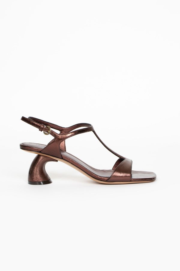 Leather Heeled Sandals Copper Hot on Sale