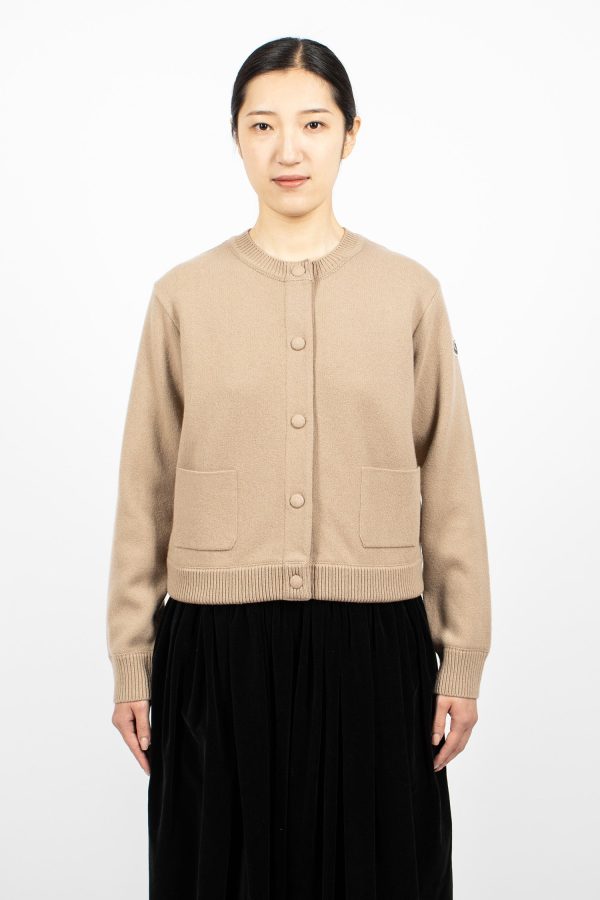 Padded Wool Cardigan Beige Discount