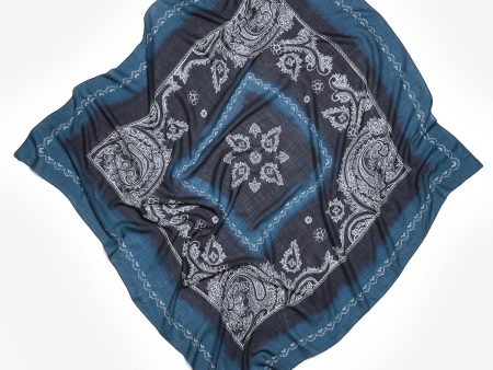 Printed Scarf Denim Blue Black Cheap