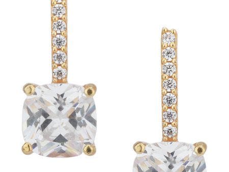 Carlton London Gold Plated Cz Square Drop Earring For Women Online