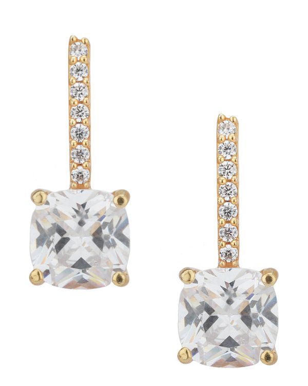 Carlton London Gold Plated Cz Square Drop Earring For Women Online