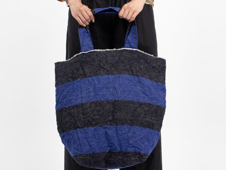 Imuya Washed Linen Bag Electric Blue Stripe Online now