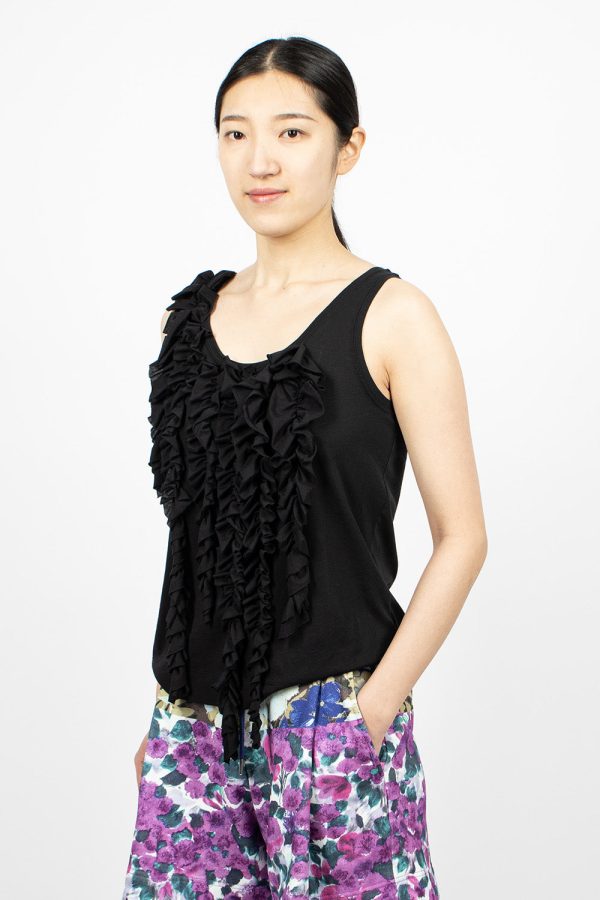 Asymmetric Ruffle Top Black Online Hot Sale