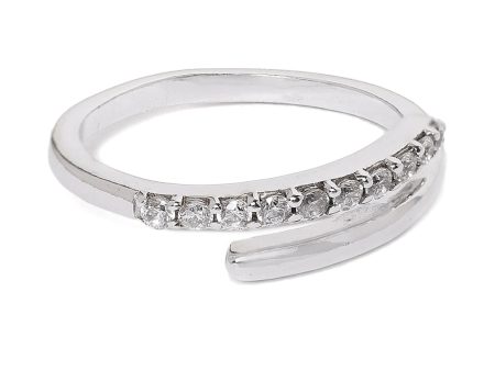 Carlton London Rhodium Plated Silver Toned Cz Studded Adjustable Finger Ring For Women Discount