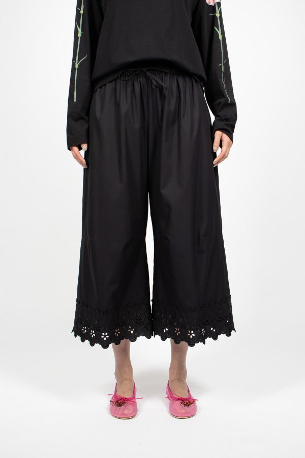 Ruffle Waist Trimmed Trouser Black Online Hot Sale