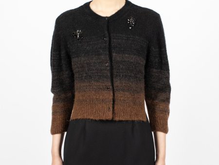 Embellished Knit Cardigan Chocolate Ombré Jet Online now