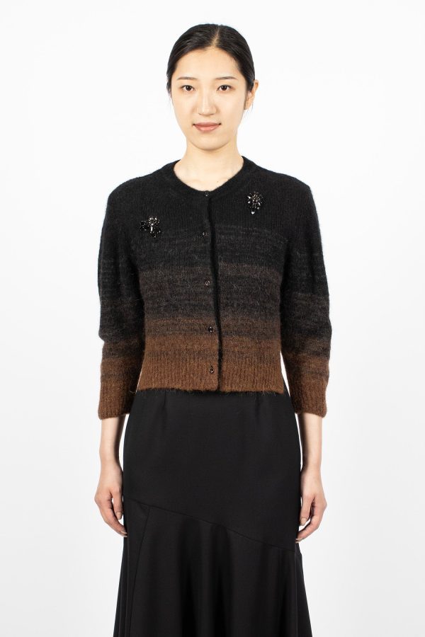 Embellished Knit Cardigan Chocolate Ombré Jet Online now