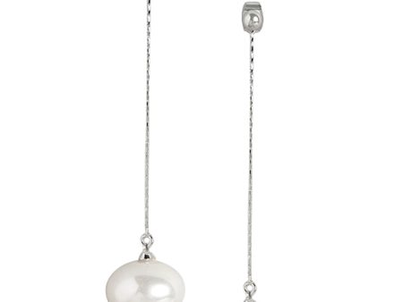 Rhodium Plated Fancy Drop Earring With Dangling Pearl…. For Discount