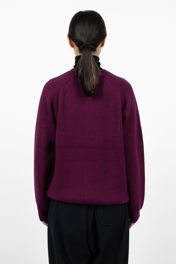 Ribbed Raglan Crewneck Plum For Sale