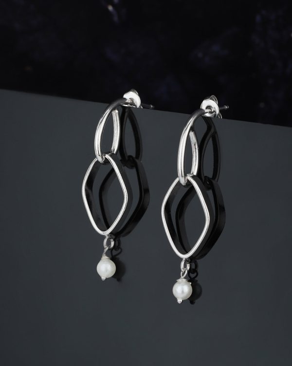 Carlton London Rhodium Plated White Pearl Drop Earring For Women Online Hot Sale