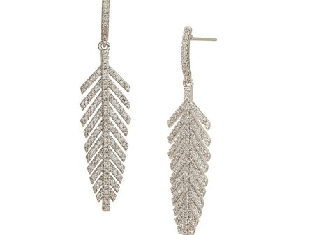 Rhodium Plated Cz Leaf Drop Earring For Women on Sale