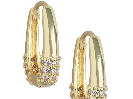 Gold Plated With Cz Petite Hoop Earring For Women Hot on Sale