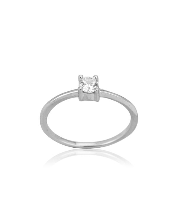 Carlton London 925 Sterling Silver Rhodium Plated Silver Toned Cz Stone Studded Finger Ring For Women Discount