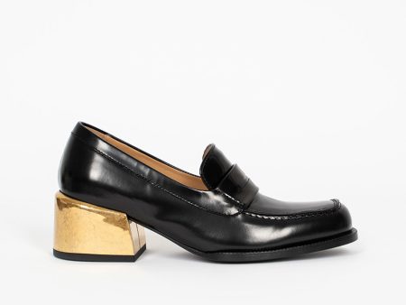 Heeled Loafer Black Gold on Sale