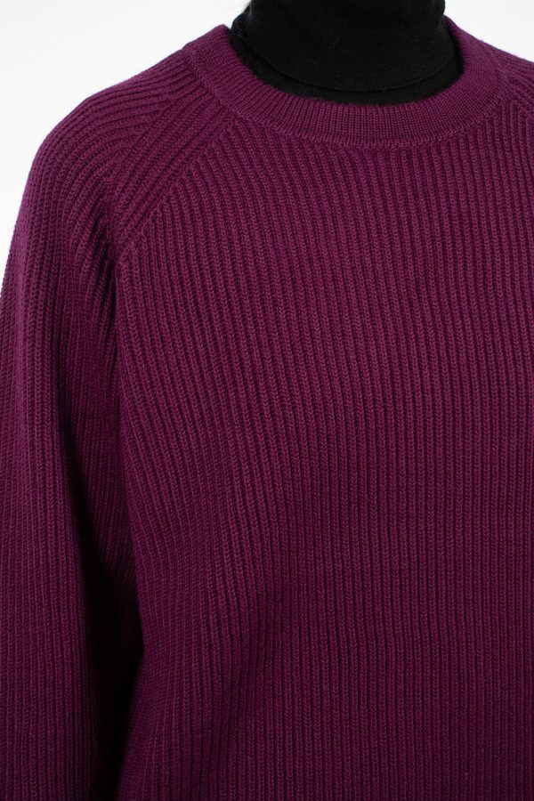 Ribbed Raglan Crewneck Plum For Sale