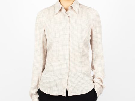 Checked Silk Shirt Pink Cheap