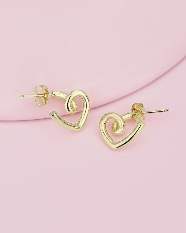 Gold Plated With Cz Heart Stud Earring For Women Discount