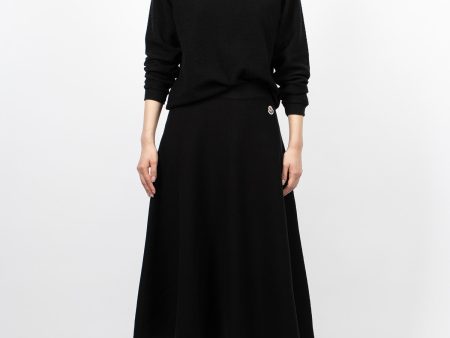 Wool Blend Midi Skirt Black For Cheap