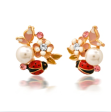 Enamel Ladybug Flower Cluster Studs Sale