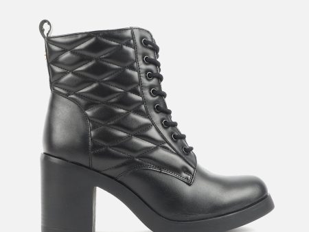 Women Ankle Lace Up Mid Heel Boot on Sale