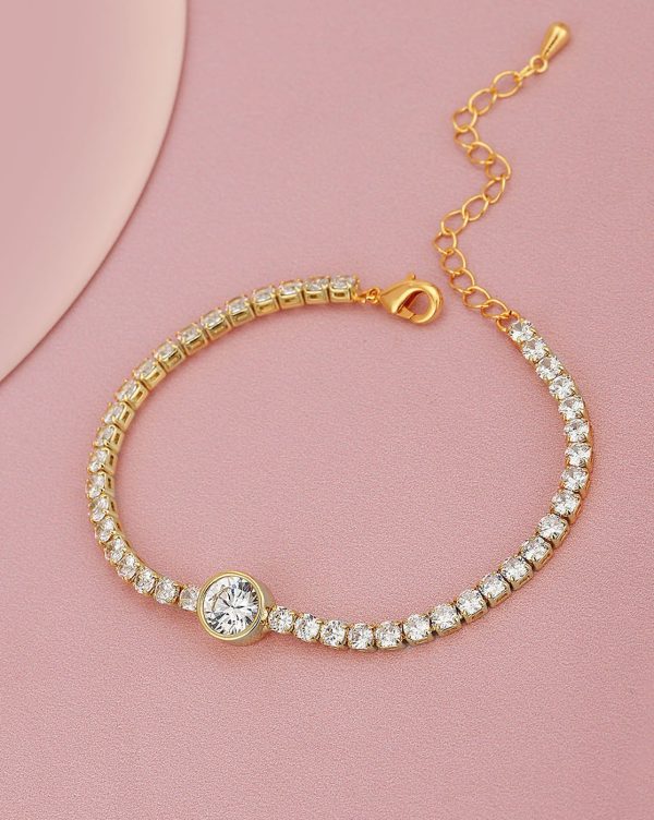 Gold Plated With Cz Fancy Adjustable Bracelet For Women Online