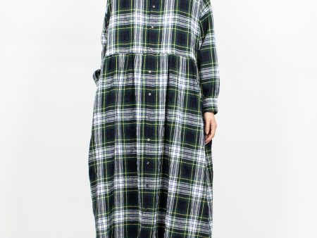 Wool Washer Tartan Dress Green Discount