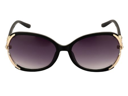 Premium Black & Gold Toned Uv Protected Lens Oversized Sunglass For Women on Sale