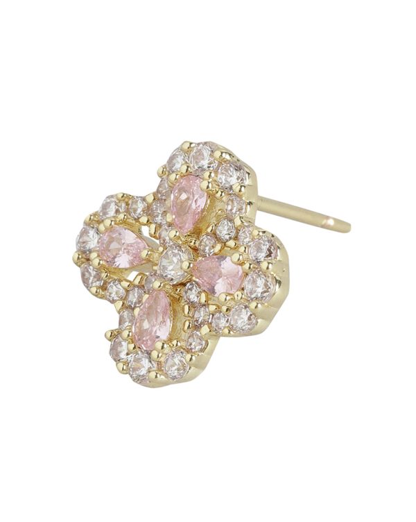 Gold Plated With Cz Floral Stud Earring For Women on Sale