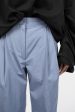 Pleated Suit Trousers Blue For Cheap